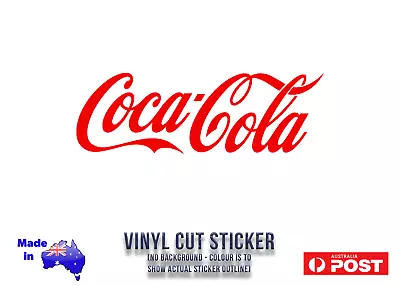 Coca Cola Vinyl Cut Sticker RED Repro No Background  225mm X 75mm FREE POST! • $6.95
