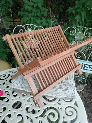 £15 • Buy Vintage 17 Plate Wooden Folding Plate Rack Drainer