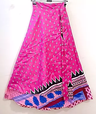 Double Layer Maxi Beach Skirt Vintage Silk Sari Skirt Handmade Magic Wrap Skirt • $37.32