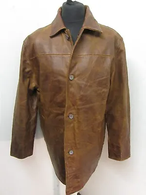Gap Leather Pea Coat Jacket Size L Great Patina • $97.42