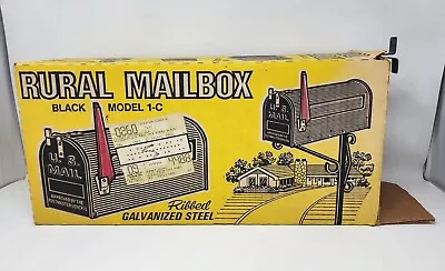 NOS Mid Century Vintage Rural Mailbox Ribbed Galvanized Black Model 1-C • $66.74