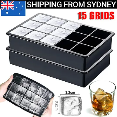 15 Grids Whiskey Silicone Maker Ice Cube Tray Mould Large Mold Giant Square • $13.95