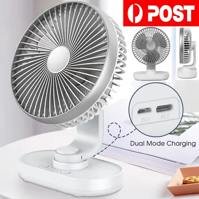 Portable Desk Fan Mini Usb Rechargeable Quiet Cooler Small Table Cooling 4 Speed • $15.89