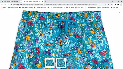 Large Woman S Ariel Sleep Shorts By Vera Bradley NIP Disney Store • $38.90