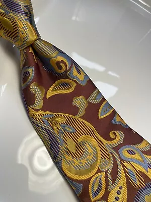 Nwt Imani Uomo Multi Color Paisley Style Print Silk Touch Neck Tie & Hanky • $24.99