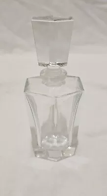 Vintage Heavy Perfume Bottle ~ 5.5 T Clear Crystal Faceted Glass & Stopper • $24.31