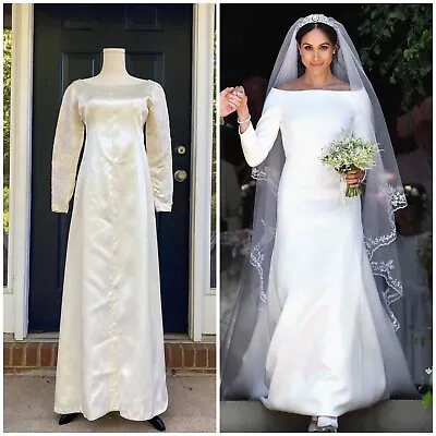 1960's Satin Ivory Vintage Wedding Gown Small (Meghan Markle Givenchy Duplicat) • $68