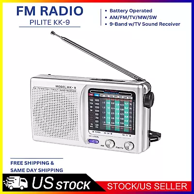 Pilite-9 Band World Receiver (AM/FM/TV/MW/SW 1-7 Multi Band Receiver) KK-9 Radio • $10.89