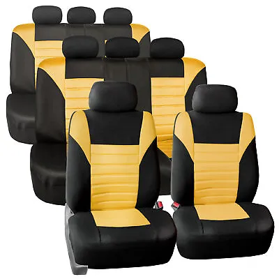 3 Row 8 Seaters Seat Covers For SUV Van 3D Mesh Yellow Black Free Gift • $79.97