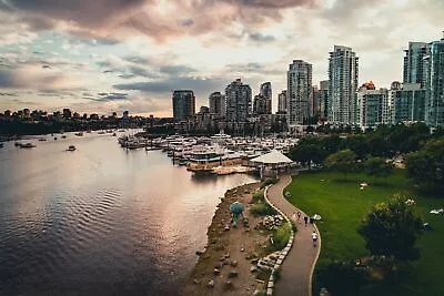 Vancouver British Columbia Canada Skyline Cityscape Bay View Wall Print  Poster • $19.99