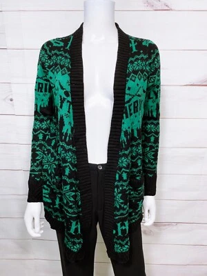 $34.99 • Buy Harry Potter Womens Christmas Slytherin Open Cardigan Size XS Green & Black