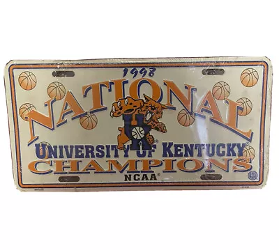 Vintage New NCAA 1998 National Champions U Of K License Plate Tag Vtg Wildcat • $28.47