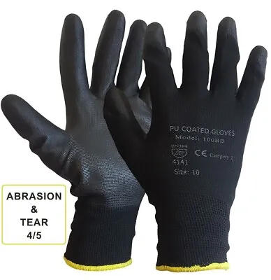 24 Pairs PU Coated Industrial Safety Work Gloves Mens Builders Construction Grip • £2.99