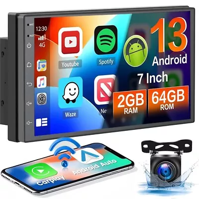 7'' Double 2Din Android 13 Touch Screen Car Stereo Radio GPS WIFI Carplay+Camera • $69.59