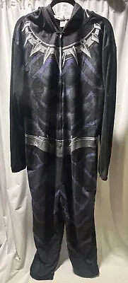 Marvel Black Panther One Piece Adult Hooded Jumpsuit Costume Pajamas Zip Sz XXL • $16.99