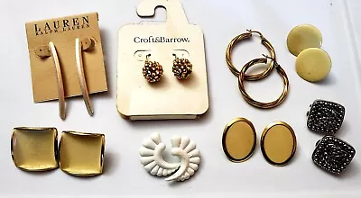 8 Pairs Vintage Enamel Goldtone Pierced Earring Earrings Lot NEW & USED • $29.99