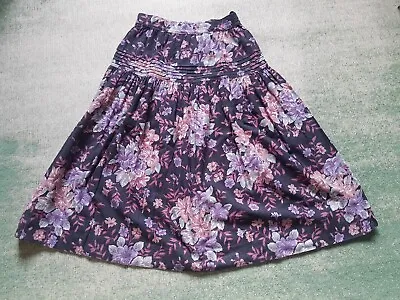 Laura Ashley Floral Purple Flowers UK 12 A Line Skirt • £15