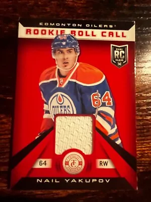 2013-14 Totally Certified Rookie Roll Call Red Nail Yakupov RC JERSEY Oilers • $1.75