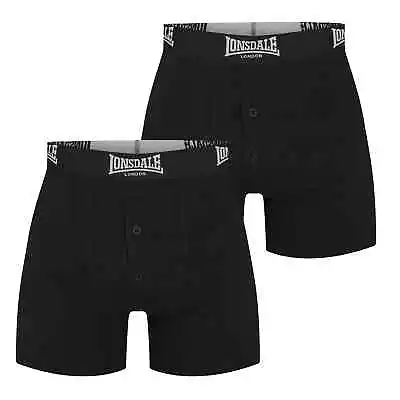 Mens Black 2 Pack Lonsdale Boxer Shorts Underwear  S M L Xl Xxl Xxxl Xxxxl • £13.45