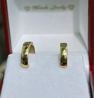 18k Solid Yellow  Gold Plan Hoop Earrings  2.10 Grams. For Kid & Adult. • £183.20