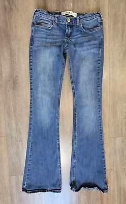 Hollister SoCal Stretch Juniors Size 1 Regular Cali Flare Blue Jeans W25 L33 • £18.90