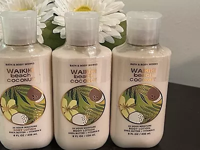 3x New Bath & Body Works Waikiki Beach Coconut Body Lotion Wt Tahitian Monoi Oil • $39.80