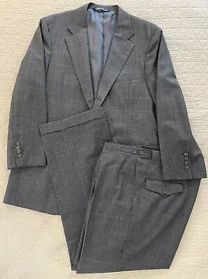 Polo By Ralph Lauren Vintage Subtle Windowpane Check Pleated Wool Suit Size 42 R • $95