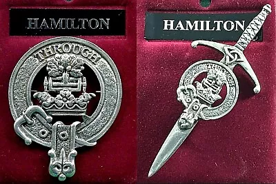 Hamilton Scottish Clan Crest Pewter Badge Or Kilt Pin • £29.40