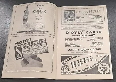 1938 D`Oyly Carte Opera Program Gilbert & Sullivan Manchester Opera House Mikado • £5