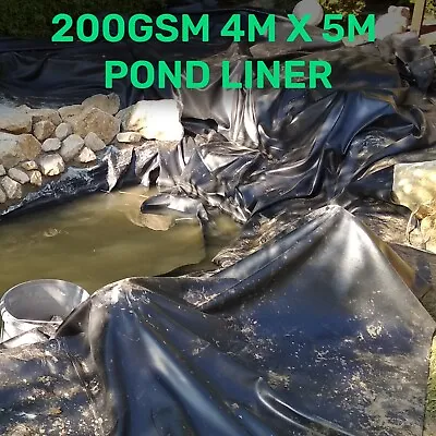 £22.87 • Buy 4m X 5m Garden Pond Liner Flexible & Thick 200gsm Heavy Duty Koi Fish Pond