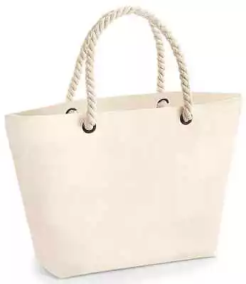 Westford Mill Brushed Cotton Canvas Nautical BLUE PINK GREY Or BEIGE Beach Bag • $32.34