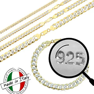 Cuban Link Chain Bracelet 14k Gold Plated Real Solid 925 Silver Necklace 5-11mm • $294.63