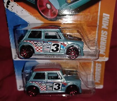 Hot Wheels Morris Mini Blue With Red Rims Lot Of 2 Diecast Collectible Cars • $14.99