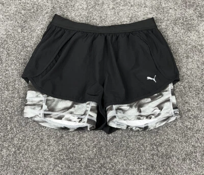 $19.50 • Buy Puma Shorts Womens Extra Small Black Grey Running Athletic Gym Sports Ladies