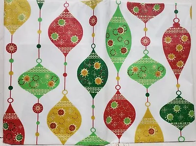 Peva Vinyl Flannel Back Tablecloth 52 X70  Oblong CHRISTMAS TREE ORNAMENTS BH • $13.99