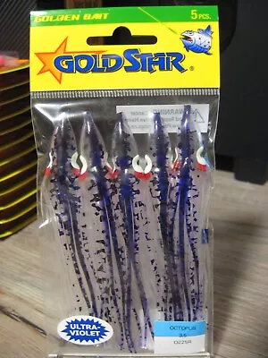 5 Silver Horde Squid (Octopus 3.5) Ultra Violet Fish Baits - UV Purple Splatter • $12.92