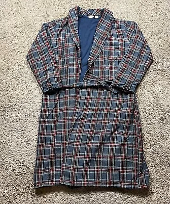 Vintage LL Bean Robe Mens Size XL Tall Plaid Flannel Fleece Lined Belted Pockets • $40