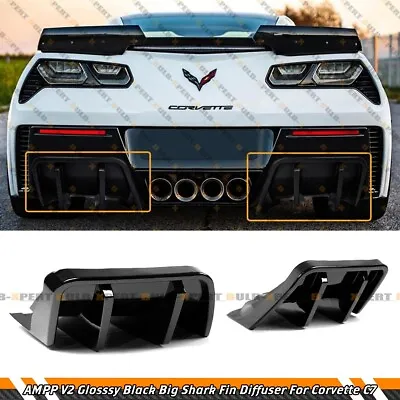 STG 3 Big Fin Gloss Black Rear Bumper Diffuser Kit For 2014-2019 Corvette C7 Z06 • $179.99