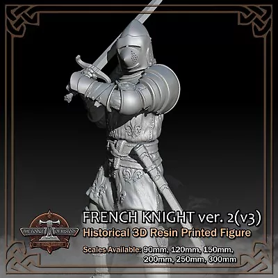 French Knight 2 (v3) - 3D Resin Printed Figure Model Kit - Scale 90mm To 300mm • £22.74