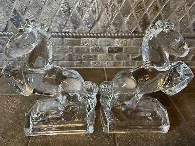 Vintage Clear Glass Horse Bookends L.E. Smith? • $23.25