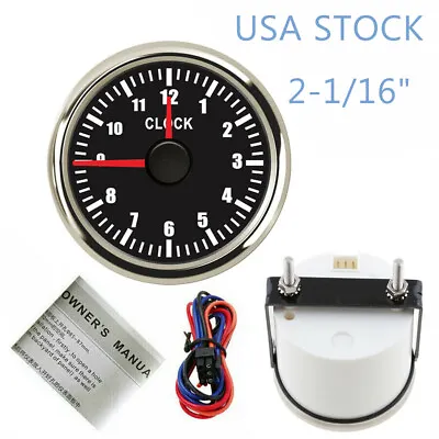 52MM 2-1/16  Clock Gauge 12hours Waterproof For Car Truck Marine Yacht USA STOCK • $43.69