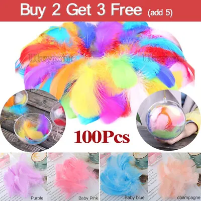 100x Small Fluffy Swan Feathers 4-8cm Card Making Crafts & Bubble Balloons Derco • £2.93