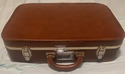 Vintage Brown Leather Corbin Sesamee Combination Hard Case Attache Briefcase • $153.81