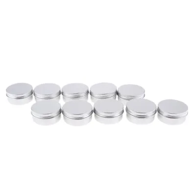 10Pcs Tin Jars Cosmetic Sample Empty Container Pot Screw Lid For Powder 50ml • £9.70