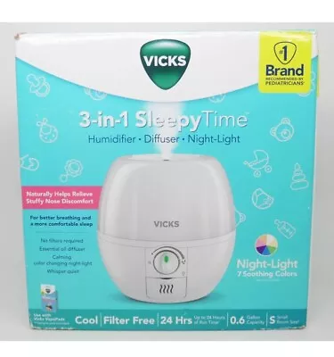 VICKS 3-in-1 Sleepy Time Humidifier Diffuser Night-Light 7 Soothing LED Colors • $34.99