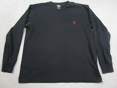 Polo Ralph Lauren Shirt Mens Medium Black Casual Basic Long Sleeve Pocket Logo • $14.97