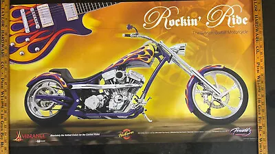 Vintage Gibson Guitar PPG Rockin Ride 20  X 36  Motorcycle Art Poster Perewitz • $27.17