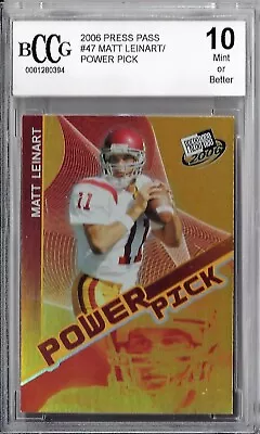 2006 Press Pass #47 Matt Leinart Power Pick Rookie RC BCCG 10 Mint 0001280394 • $4.38