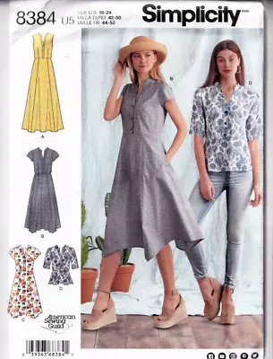Simplicity Sewing Pattern 8384 Dress 16-24 Handkerchief Hem Maxi Knee Boho Top • £6.79