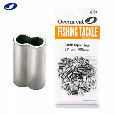 OCEAN CAT Double Barrel Crimp Sleeves 100% Copper Tube Fishing Leader Connector • $8.39